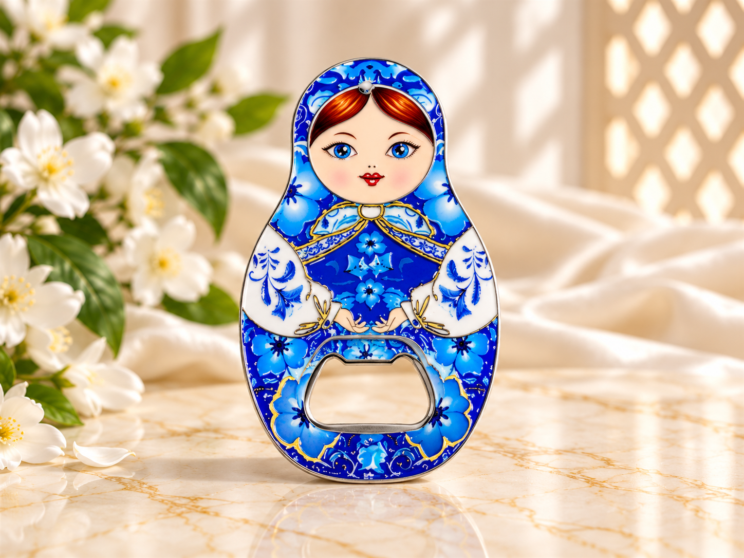 Сувенирная открывашка «Матрёшка» — синяя